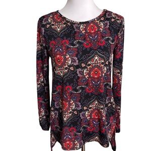 Dana Buchman Red and Black Paisley Blouse